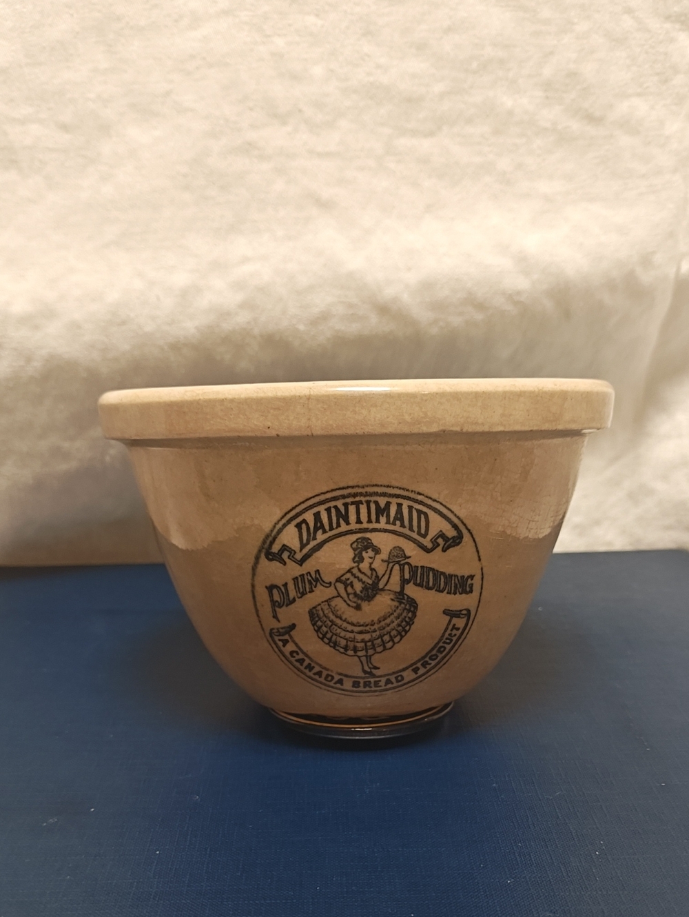 1930s Daintimaid Canada Bread Plum Pudding Bowl Ironstone Vintage Advertising